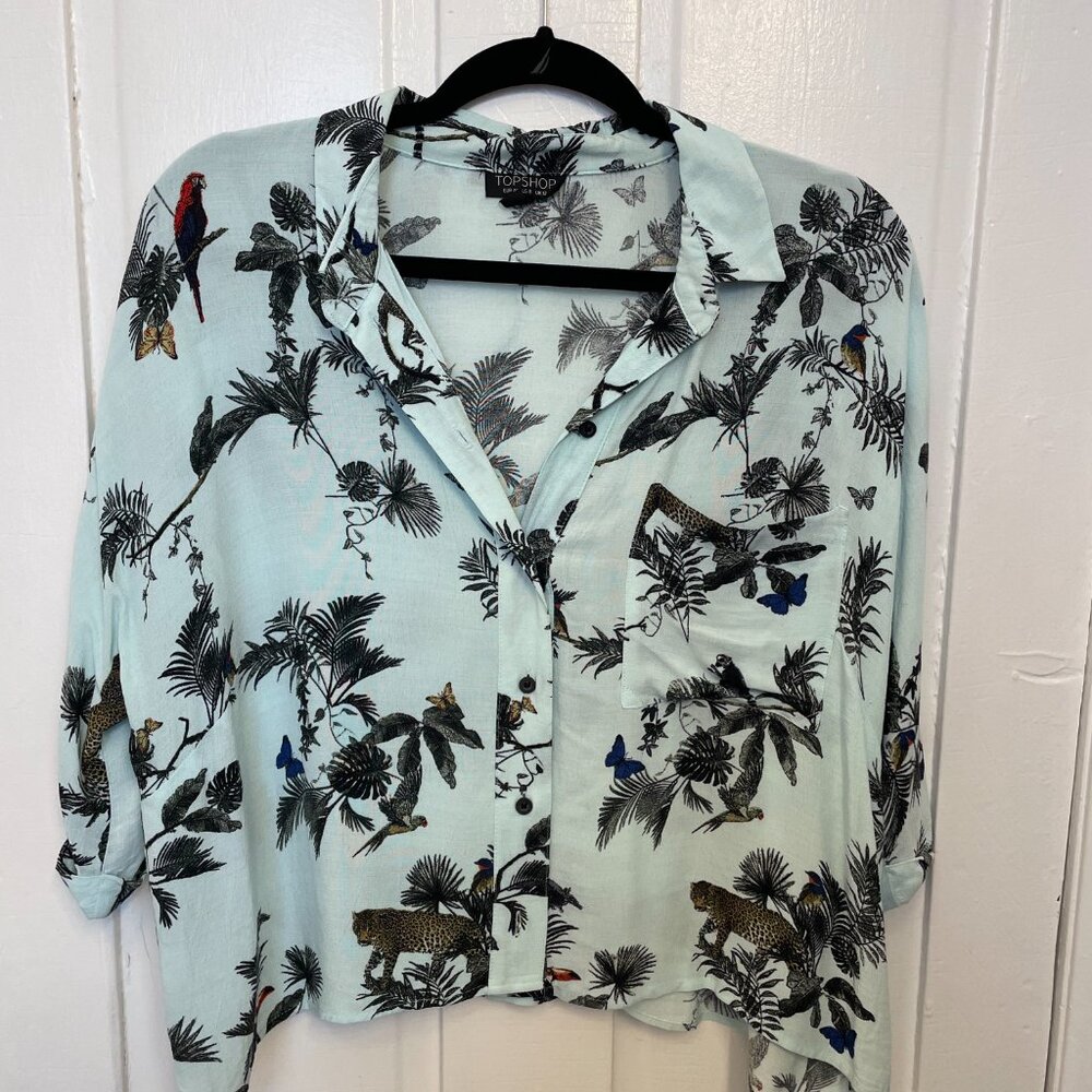 Topshop | Jungle Print Button down shirt US Size 8